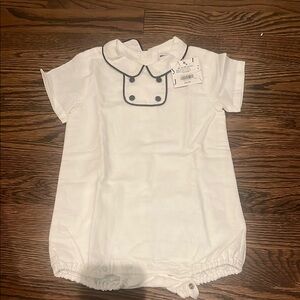 Janie and Jack Classic White Bodysuit with Navy Accents